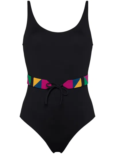 Eres Damier Belted Swimsuit In Black