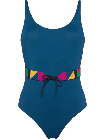 Eres Damier Belted Swimsuit In Blue