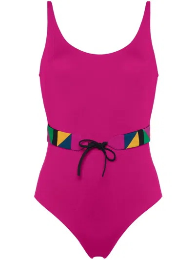 Eres Damier Belted-waist Swimsuit In Pink