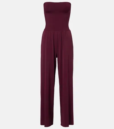 Eres Dao Strapless Jersey Jumpsuit In Burgundy