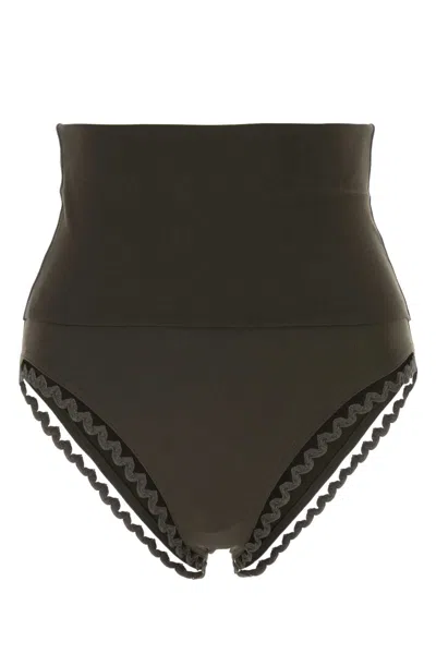 Eres Dark Brown Stretch Nylon Bikini Bottom In Black