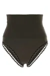 Eres Stretch Nylon Bikini Bottom With Scalloped Trim In Volcan