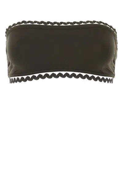 Eres Dark Brown Stretch Nylon Bikini Top In Green