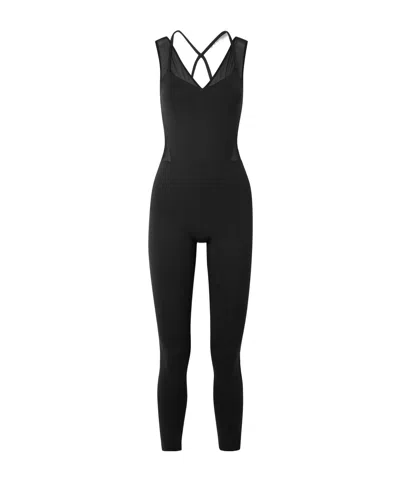 Eres Devi Tulle-trimmed Stretch-jersey Jumpsuit In Black