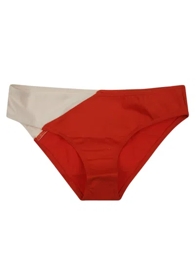 Eres Diagonal Color Block Smooth Bikini Bottom In Red