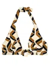 Eres Dimension Embellished Printed Triangle Halterneck Bikini Top In Multi