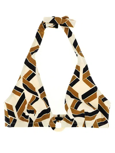 Eres Geometric Halter Neck Ring Detail Bikini Top In Brown