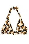 Eres Dimension Embellished Printed Triangle Halterneck Bikini Top In Multi