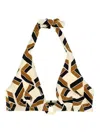 Eres Dimension Embellished Printed Triangle Halterneck Bikini Top In Neutral