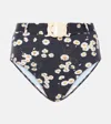 Eres Womens Discret High-rise Floral Stretch-woven Bikini Bottoms Imprime Romance In Black