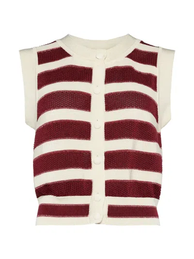 Eres Divergent Striped Button-front Top In Neutral