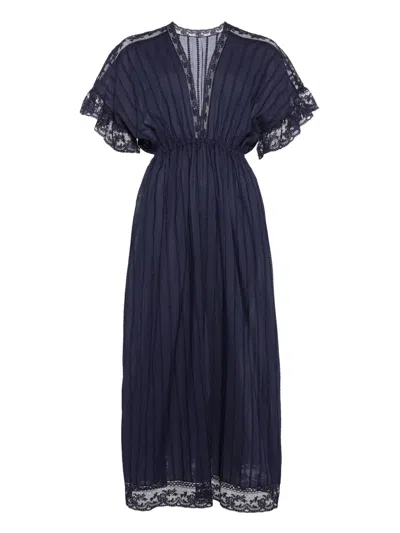 Eres Douceur Lace-trim Nightdress In Blue