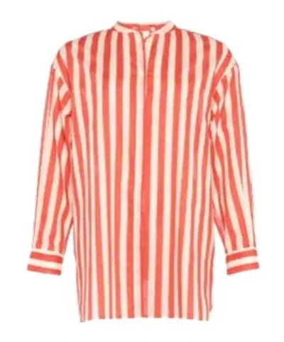 Eres Duetto Striped Cotton Shirt In Orange
