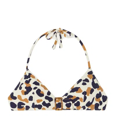 Eres Coquillage Ecailles Buckled Printed Triangle Halterneck Bikini Top In White
