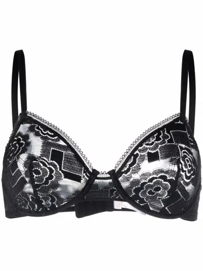 Eres Eclat Floral-lace Detail Bra In Black