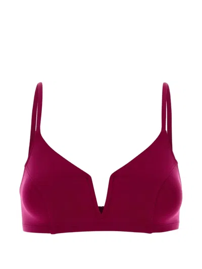 Eres Stretch Nylon Bikini Top In Burgundy