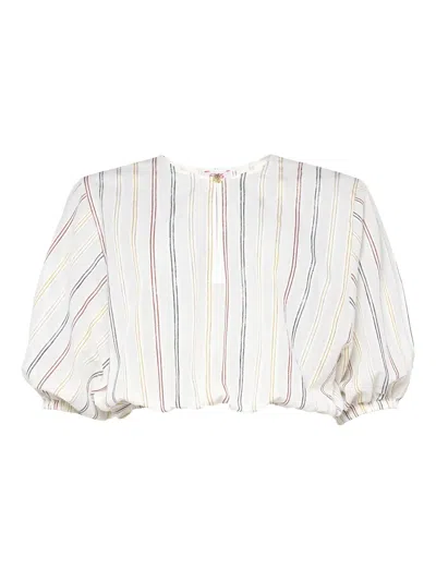 Eres Eldorado Striped Puff-sleeve Blouse In White