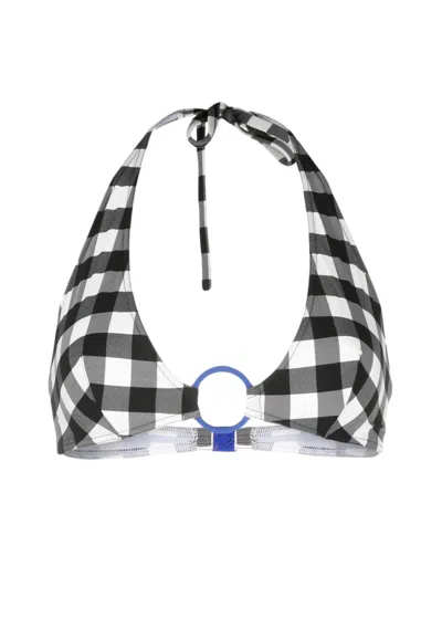 Eres Memphis Ellipse Embellished Gingham Triangle Bikini Top In Black