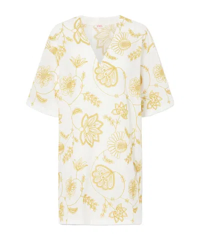 Eres Levia Embroidered Cotton-blend Mini Dress In Yellow