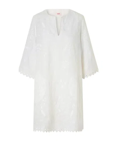 Eres Embroidered Linen Kaftan In White