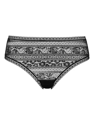 Eres Envolée Lace-trimmed Thong In Black