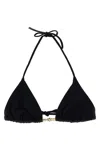 Eres Ephemere Black Bikini Top With Beaded Embellishmentsand Triangular Cup In Tech Fabric Stretch Woman In Black