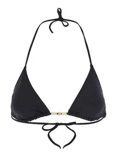Eres 'ephemere' Black Bikini Top With Beaded Embellishmentsand Triangular Cup