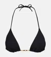 Eres Ephemere Black Bikini Top With Beaded Embellishmentsand Triangular Cup In Tech Fabric Stretch Woman In Black