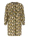 Eres Longline Dress Geometric Cuffed Sleeves In Brown