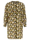 Eres Longline Dress Geometric Cuffed Sleeves In Brown