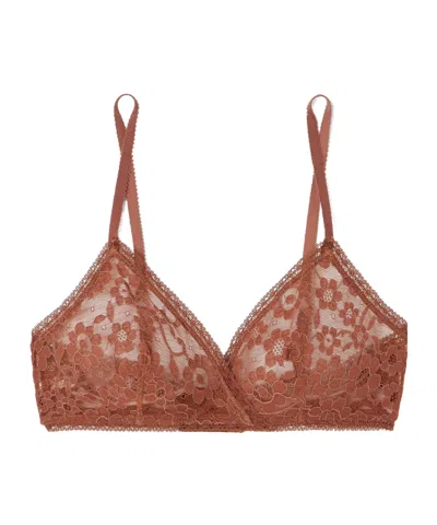 Eres Marguerite Espiegle Stretch-corded Lace Soft-cup Triangle Bra In Brown
