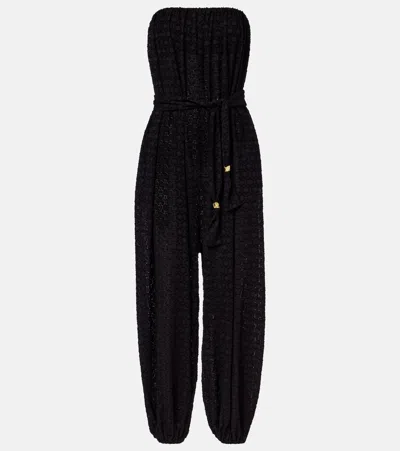 Eres Evening Silk And Cotton Jacquard Jumpsuit In Black