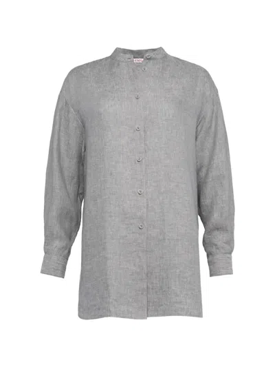 Eres Exact Band-collar Shirt In Gray