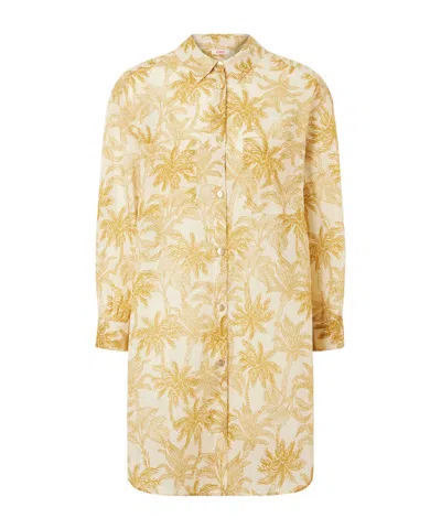 Eres Exotic Print Cotton Chiffon Shirt Dress In Nude