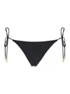 Eres Exquise Black Bikini Bottoms With Beaded Embellishments And Adjustable Tie Closure In Tech Fabric St In Black