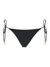 Eres Exquise Black Bikini Bottoms With Beaded Embellishments And Adjustable Tie Closure In Tech Fabric St In Black