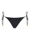 Eres Exquise Black Bikini Bottoms With Beaded Embellishments And Adjustable Tie Closure In Tech Fabric St In Black