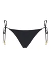 Eres Exquise Black Bikini Bottoms With Beaded Embellishments And Adjustable Tie Closure In Tech Fabric St In Black