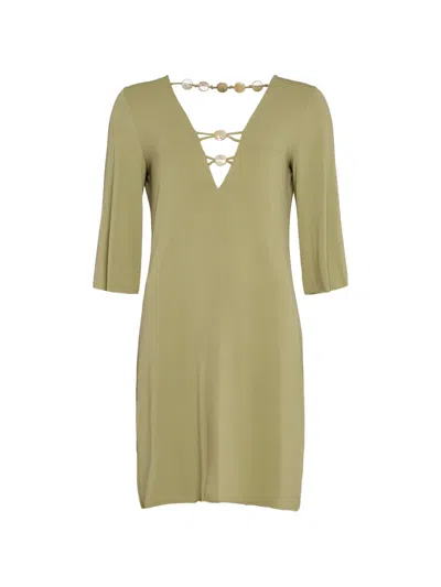 Eres Fabuleuse Beade-detail Mini Dress In Green