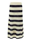 Eres Striped Mesh Midi Skirt With Elastic Waistband