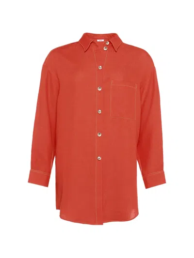Eres Flashing Chest-pocket Button-up Shirt In Red