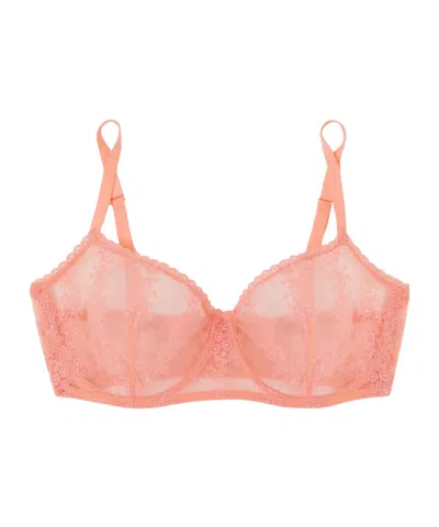 Eres Fleur Du Sel Embroidered Stretch-tulle Underwired Soft-cup Bra In Pink