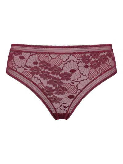 Eres Floral-lace Tanga In Purple