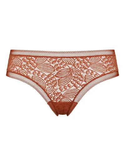 Eres Floral-lace Tanga In Red