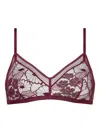 Eres Floral-lace Triangle Bra In Burgundy