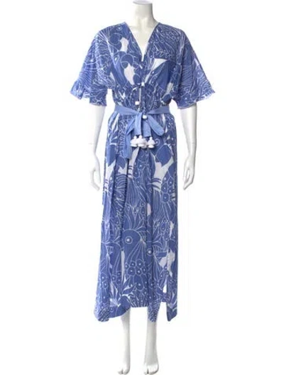 Pre-owned Eres Floral Print Long Dress In Blue