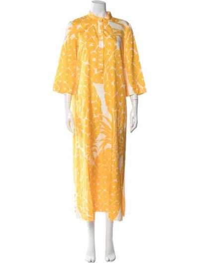 Pre-owned Eres Floral Print Long Dress In Yellow