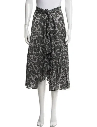 Pre-owned Eres Floral Print Midi Length Skirt In Green