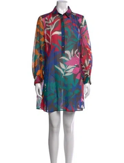 Pre-owned Eres Floral Print Mini Dress In Black
