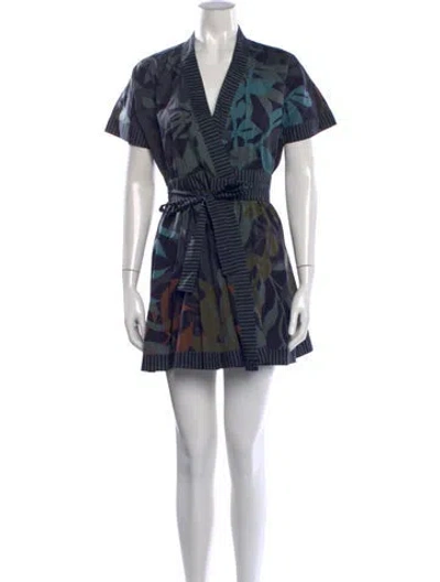 Pre-owned Eres Floral Print Mini Dress In Blue
